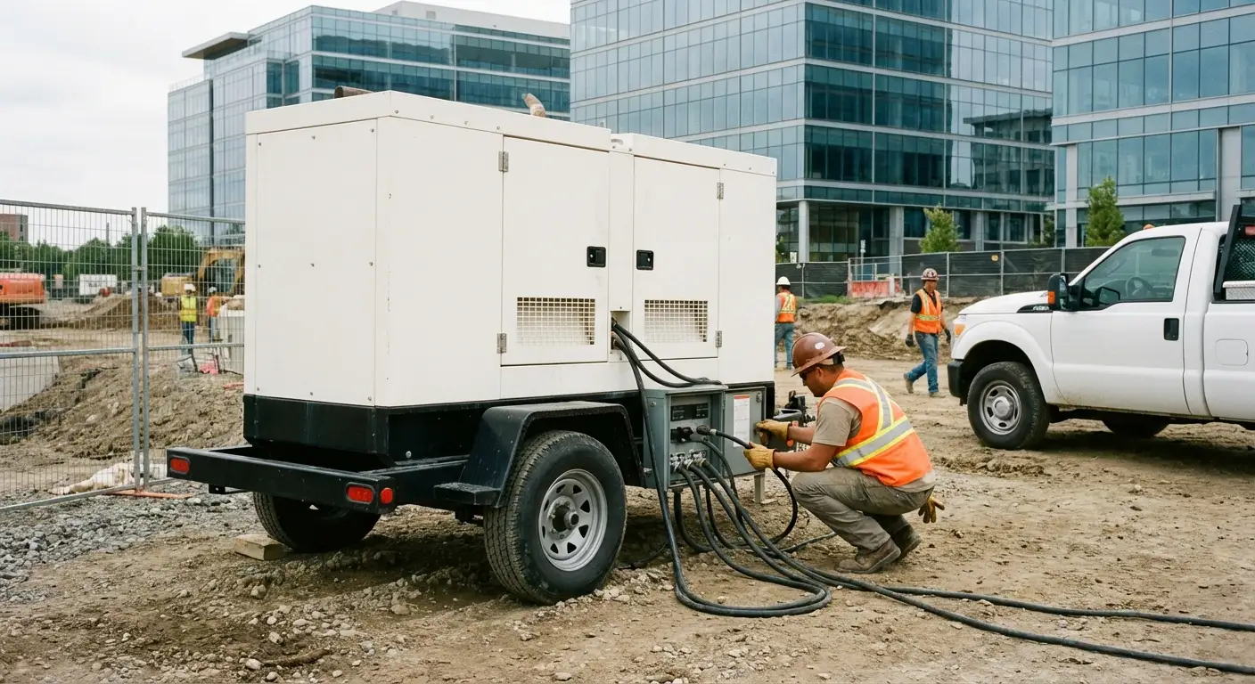Commercial generator rental equipment at a construction site in Southampton