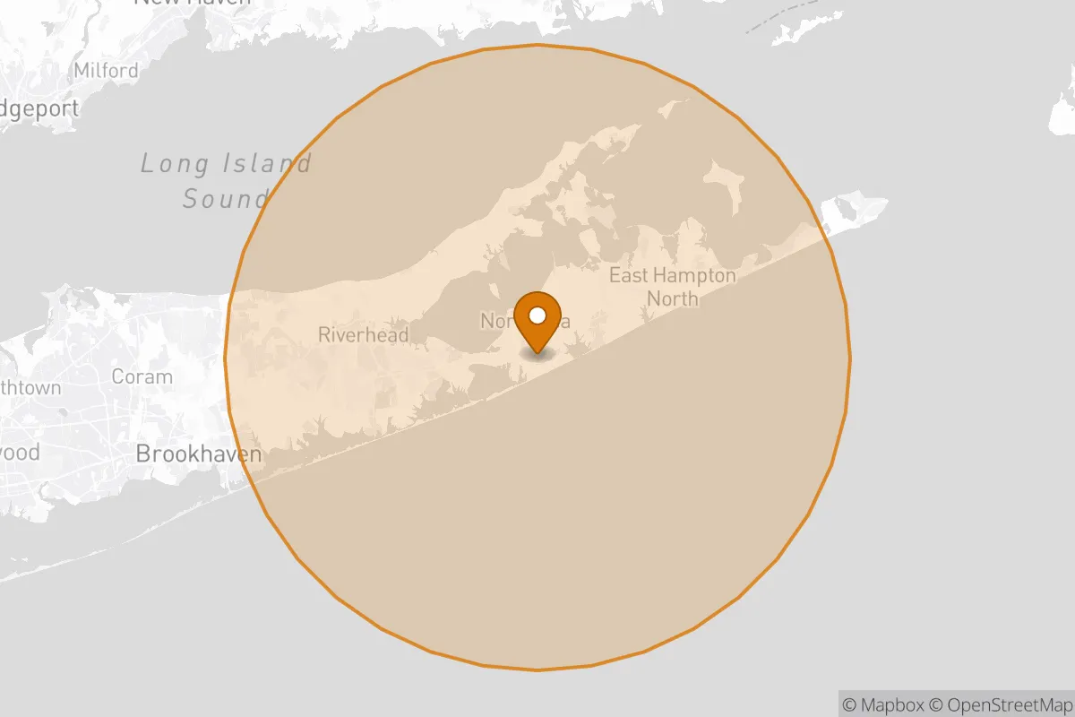 service area service area map in Southampton, NY